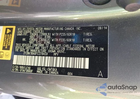 2015 Lexus Rx 350 из США, поврежденный, VIN 2T2BK1BAXFC278459